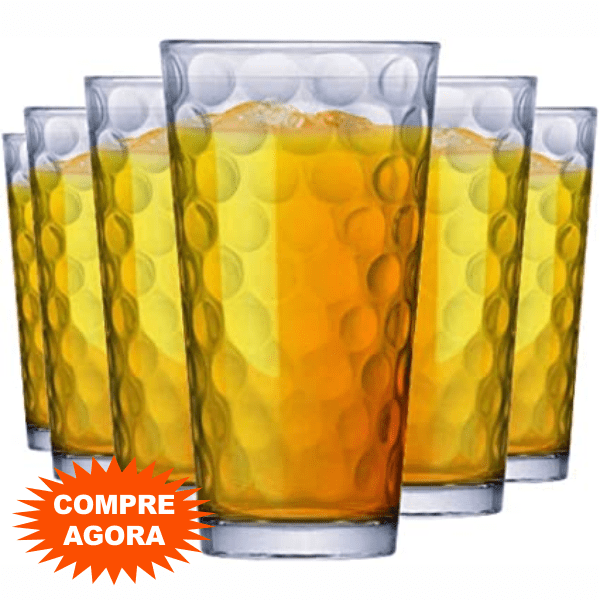 Jogo de Copos de Água e Suco Conic Bubbles Vidro 415ml 6 Pcs