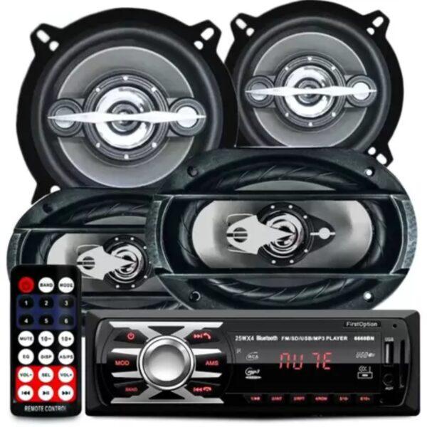 Kit Falante 6x9 5 Pol Rádio Bluetooth Carro